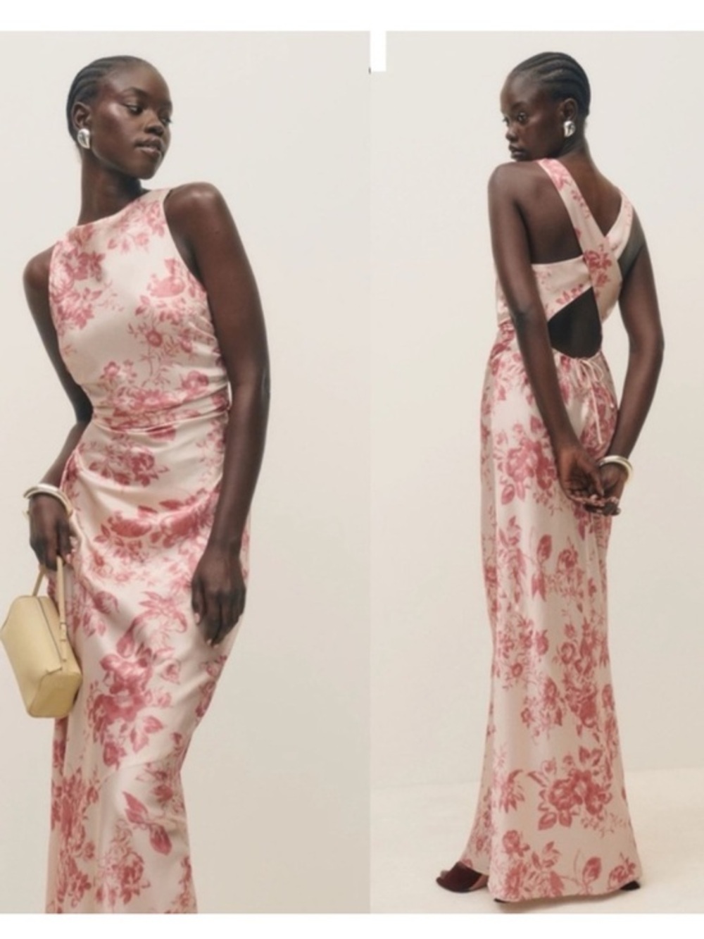 Reformation Anaiis Silk Dress Cameo Rose
